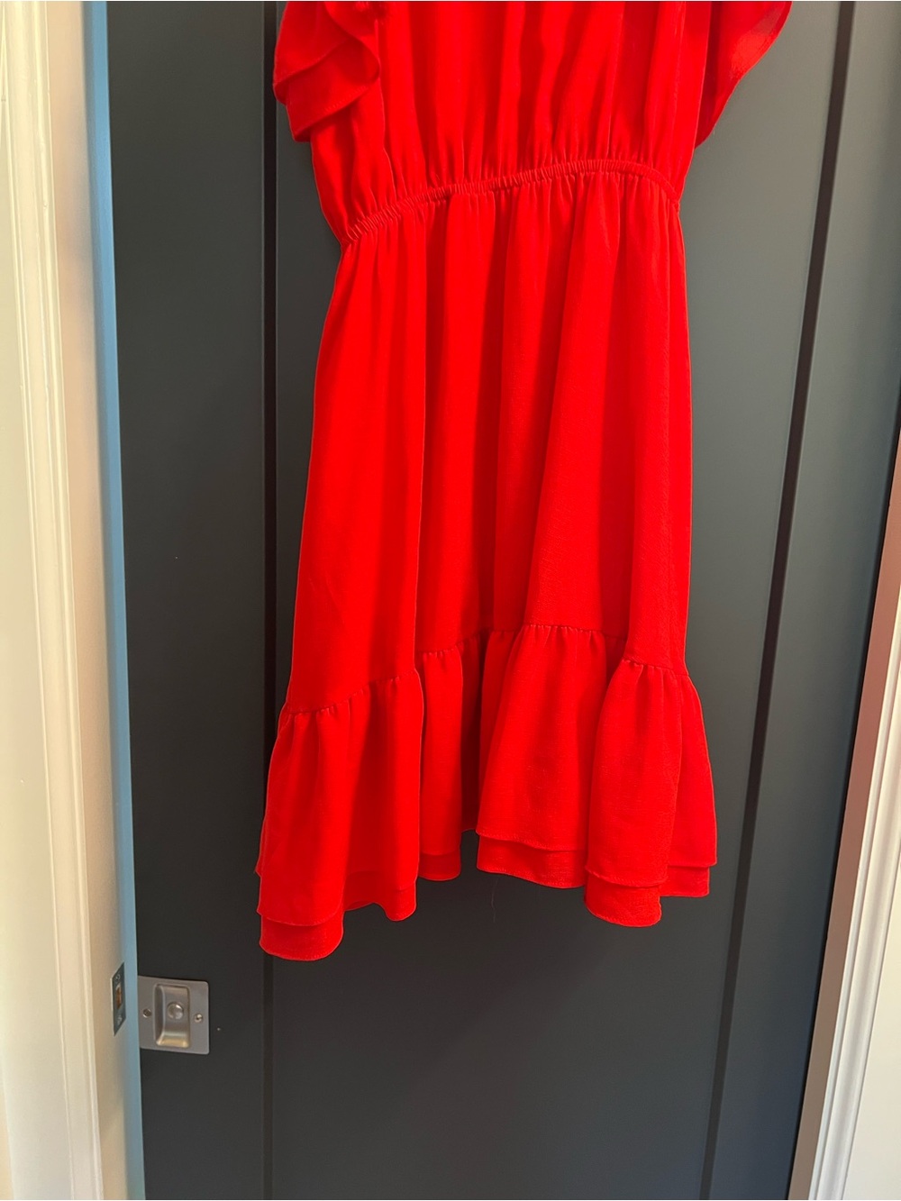 Red Ruffled Spaghetti-Strap Dress - Picture 3 of 5